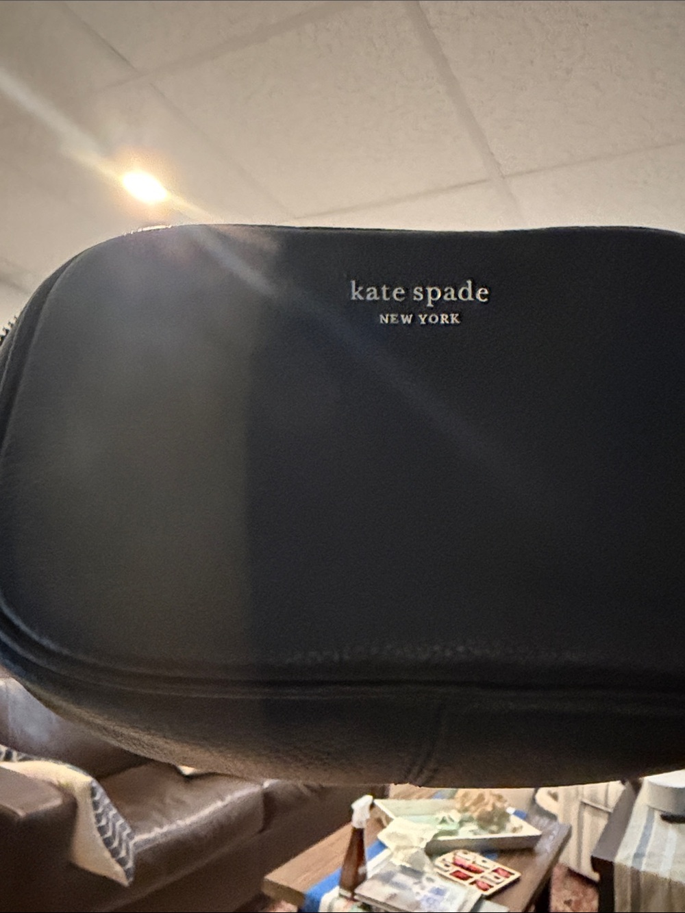 kate spade black leather shoulder/crossbody pouch